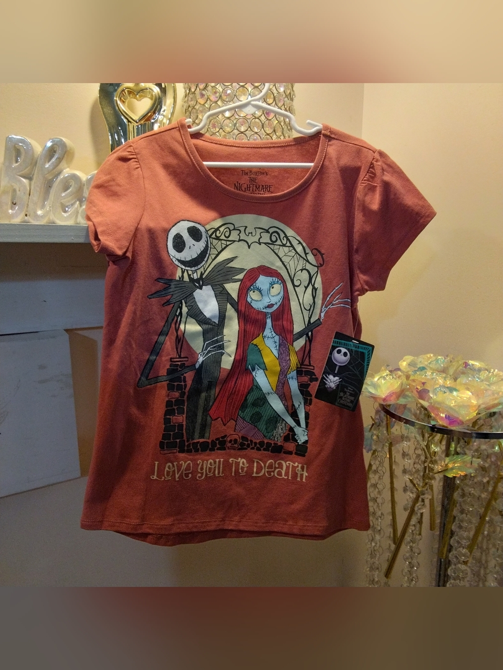 Disney Girls' Rust Red The Nightmare Before Christmas Graphic Tee